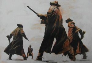 Poster of "Once Upon A Time In The West" (Jason Robards and Charles Bronson).
 Photo of the author in his Duster is not available.