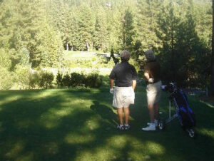 A ticklish shot on the Incline Championship Courserequires deliberation.