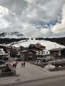 Lech, Austria with beginner's hill in background