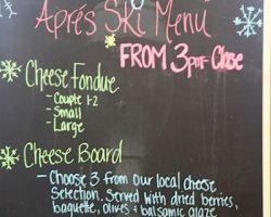 Food Board with International Food Selections in Base Lodge Restaurant Food Board with International Food Selections in Base Lodge Restaurant