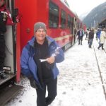 Zillertal ski train
arriving Mayrhofen
with happy skiers Zillertal ski train arriving