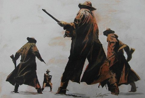 Poster of "Once Upon A Time In The West" (Jason Robards and Charles Bronson). Photo of the author in his Duster is not available.
