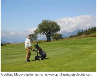 Golfer with electric cart