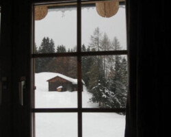 A lovely view from inside a mountain restaurant, Davos, Switzerland A lovely view from inside a mountain restaurant, Davos, Switzerland