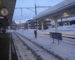 The downtown train station in "chic" Klosters, Switzerland The downtown train station in "chic" Klosters, Switzerland